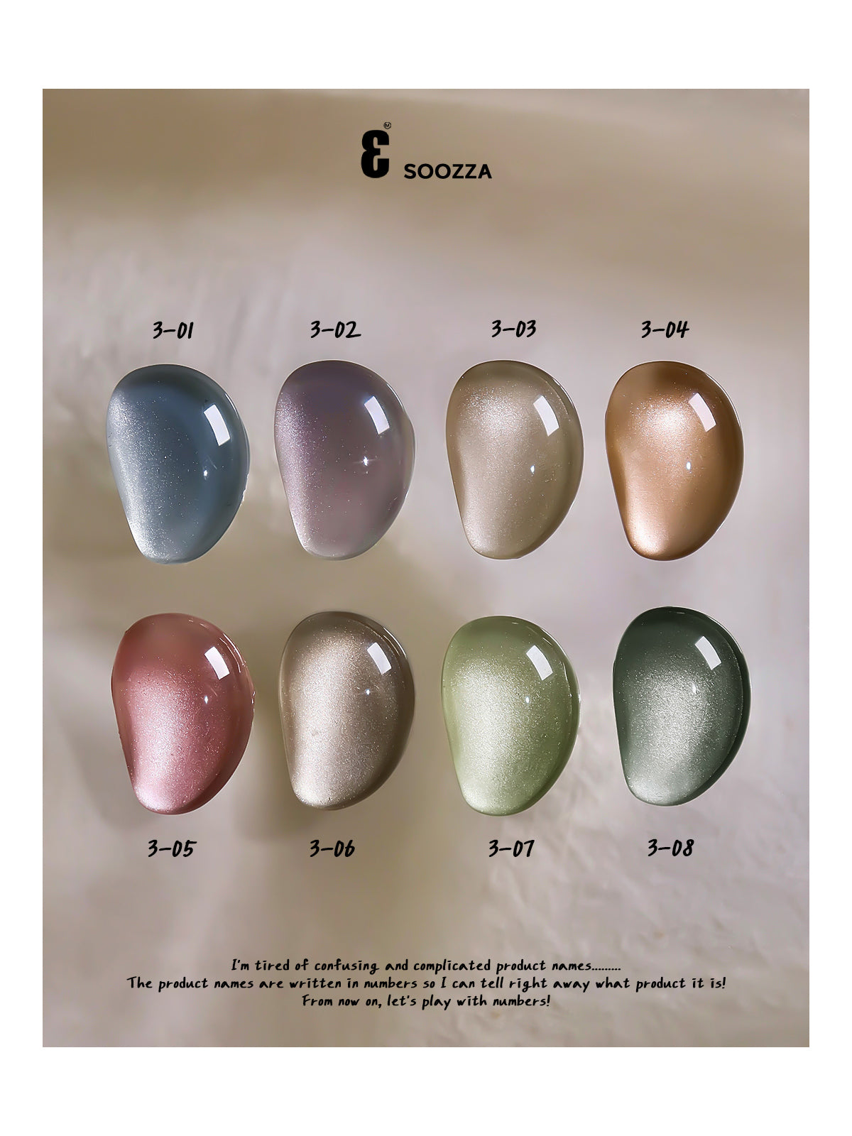 SOOZZA - 3 Magnetic Gel 8 Colors ( 01-08 )