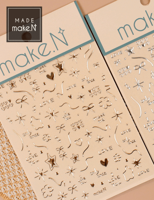 MakeN - 金色星光緞帶甲貼